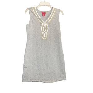 Catherine Malandrino Grey Cotton Dress Gold Accent